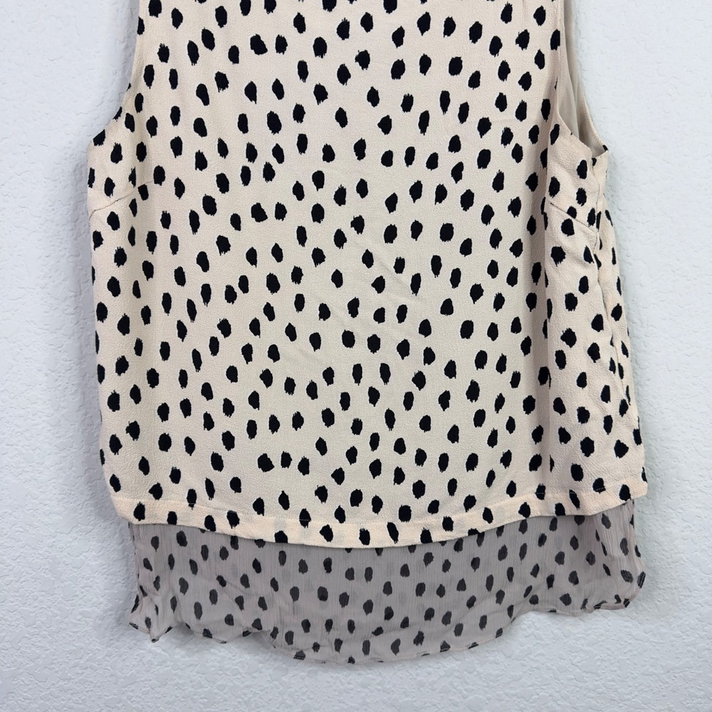 Kate Spade Shirt Womens M Black Beige Polka Dot Abstract Preppy Luxury Office - Picture 4 of 7